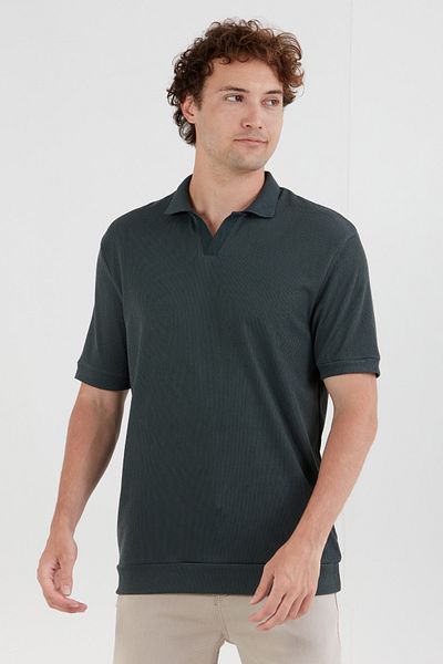 Fulla Moda Tricou de bază din jacquard cu gât polo