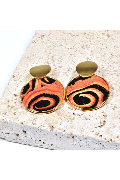 NARRU NARRU earrings handmade, round, copper, black, gold, Asha 4