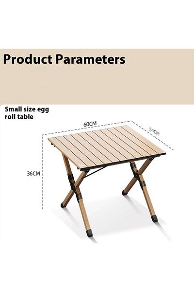 Taimi Foldable Wooden Table with Carry Bag for Indoor/Outdoor Beige Color - Size 60L*54W*38H cm