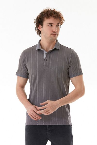 Fulla Moda Μπλουζάκι με ριγέ γιακά Polo Slim Fit