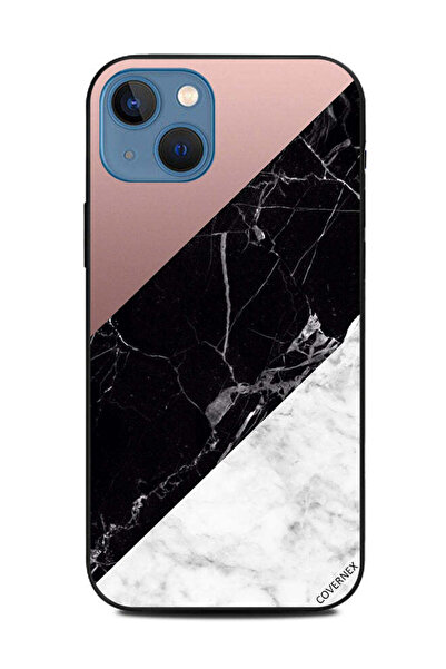 Covernex غطاء حماية لهاتف Apple iPhone 13 أبيض أسود من الرخام بنمط عادي
