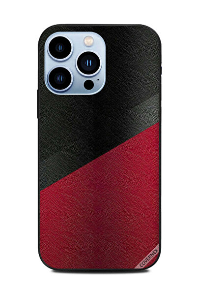Covernex غطاء حماية لهاتف Apple iPhone 13 Pro بنمط جلدي أسود وأحمر
