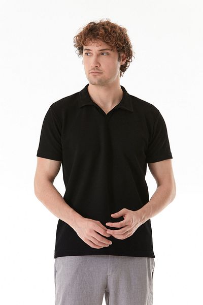 Fulla Moda Waffle Fabric Polo Collar T-Shirt