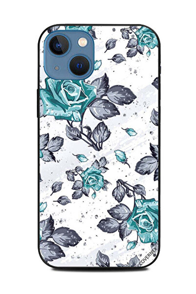 Covernex غطاء حماية لهاتف أبل آيفون 13، زهور خضراء، أوراق سوداء، رسم فني