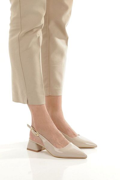 Tetaf Pointed Toe Buckle Detailed Women's Short Heeled Shoes