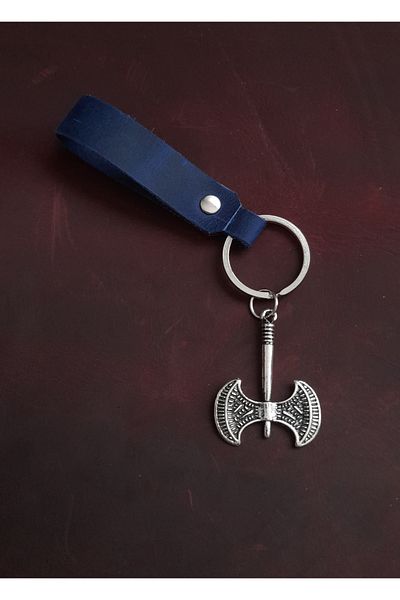 BSN Store Double Axe Figure Genuine Leather Keychain Gift Keychain