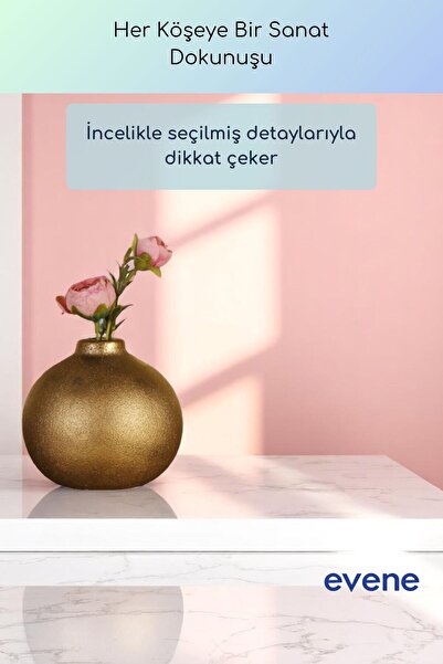 Evene Vazo Küçük Vazo Masa Üstü Vazo Ev Dekorasyon Vazo Altın Eskitme Renk Model 68