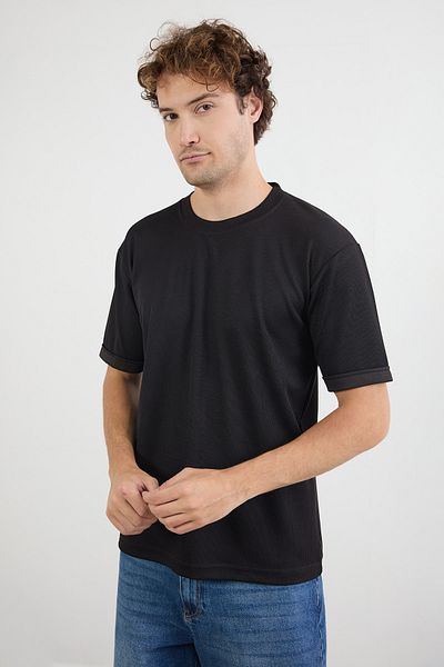 Fulla Moda Βασικό μπλουζάκι Jacquard Crew Neck