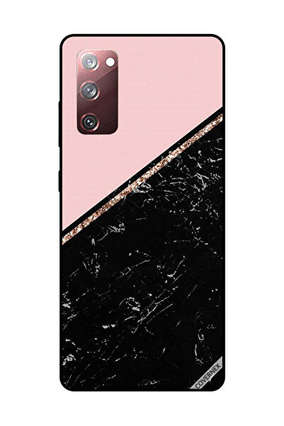 Covernex غطاء حماية لهاتف سامسونج جالاكسي S20 FE، رخامي أسود وشريط ذهبي