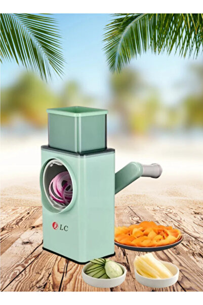 DLC قطاعة خضار دوارة 3 في 1، شفافة/خضراء، 12×12×7 بوصة