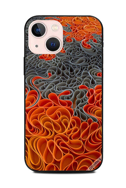 Covernex غطاء حماية لهاتف Apple iPhone 13 Mini بنمط ورقي رمادي وبرتقالي