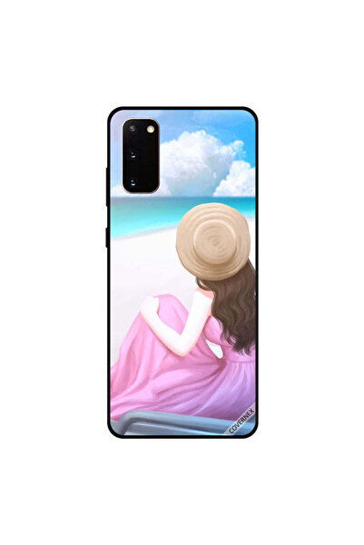 Covernex Samsung Galaxy S20 Case Cover Pink Dress Lovely Girl Waiting on Beach