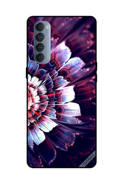 Covernex غطاء حماية لهاتف Oppo Reno 4 Pro مع زهرة كبيرة منعكسة على الجانب الأيسر
