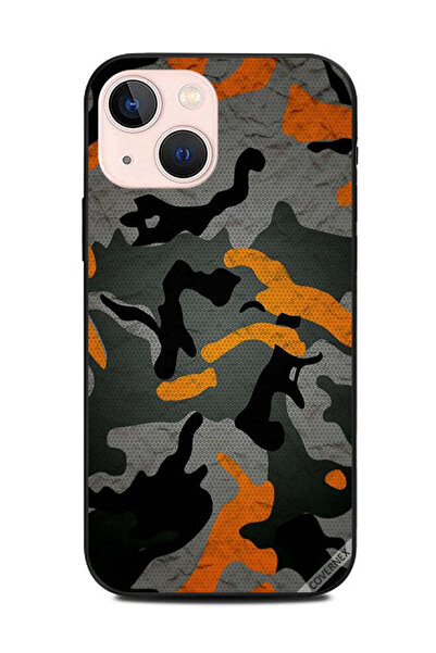 Covernex غطاء حماية لهاتف Apple iPhone 13 Mini بنمط تمويه برتقالي وأسود