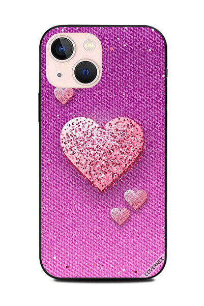 Covernex غطاء حماية لهاتف Apple iPhone 13 Mini بنقشة قلوب لامعة باللون الخوخي...