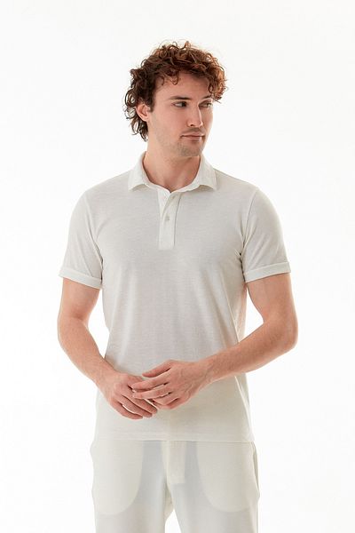 Fulla Moda Μπλουζάκι με ανάγλυφο εμπριμέ γιακά πόλο Slim Fit