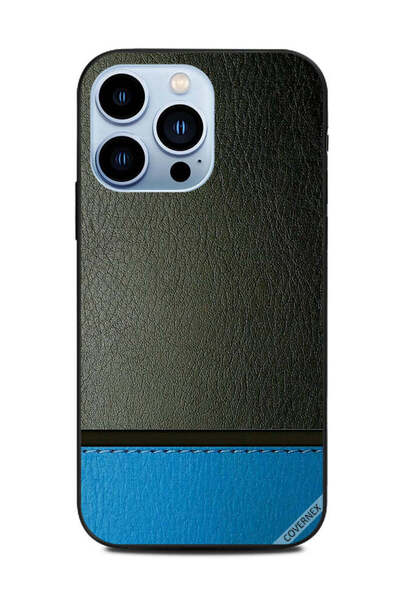 Covernex غطاء حماية لهاتف Apple iPhone 13 Pro بنمط جلدي أزرق وأخضر داكن
