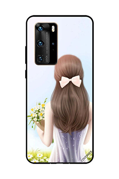 Covernex غطاء حماية لهاتف هواوي بي 40 برو - فتاة جميلة تحمل الزهور