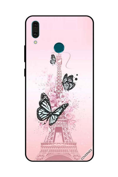 Covernex غطاء حماية لهاتف هواوي Y9 2019 - فراشات سوداء على برج إيفيل