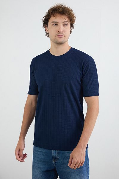 Fulla Moda Μπλουζάκι από ύφασμα βάφλα με λαιμόκοψη