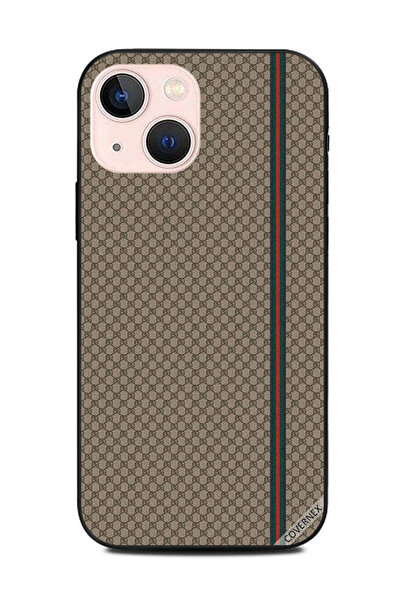 Covernex غطاء حماية لهاتف Apple iPhone 13 Mini بخطوط حمراء وخضراء على نمط بني