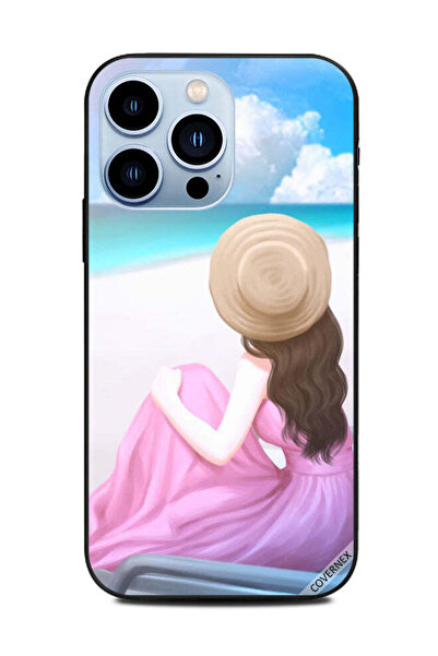 Covernex غطاء حماية لهاتف أبل آيفون 13 برو، فستان وردي، فتاة جميلة تنتظر على ...