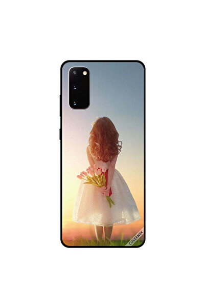 Covernex غطاء حماية لهاتف سامسونج جالكسي S20 بنقشة فتاة واقفة تخفي زهورًا