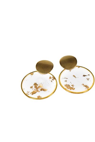 NARRU NARRU handmade earrings, round, white and gold, Asha 34