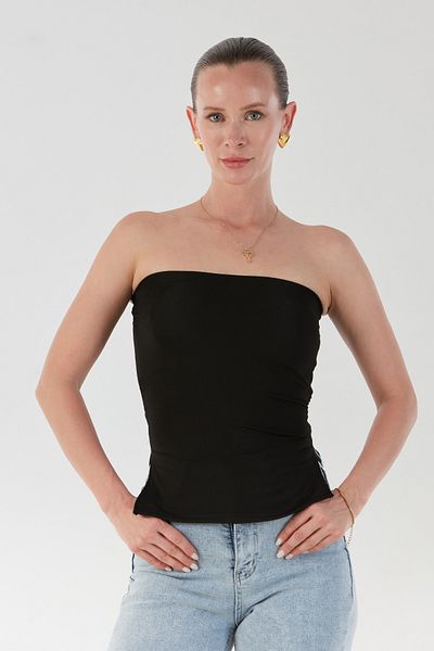 Fulla Moda Βασική μπλούζα στράπλες με σχισμές στο πλάι