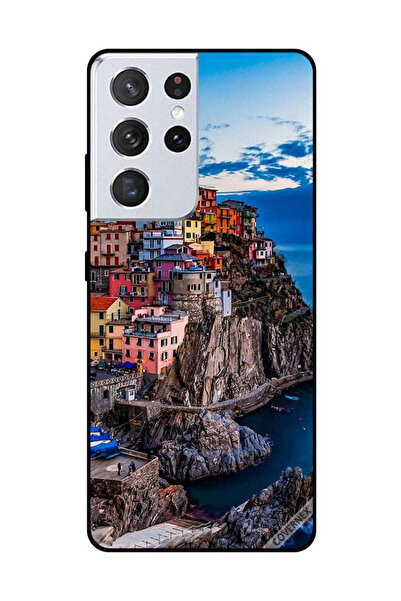 Covernex غطاء حماية لهاتف سامسونج جالاكسي S21 ألترا - منازل ملونة على البحر