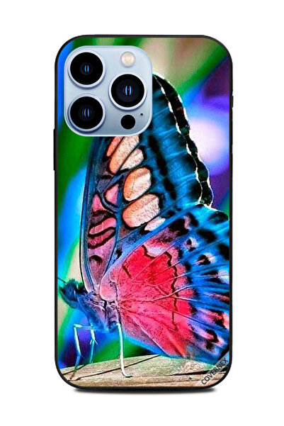 Covernex غطاء حماية لهاتف Apple iPhone 13 Pro - فراشة باللونين الأحمر والأزرق