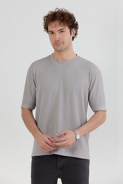 Fulla Moda Βασικό μπλουζάκι Jacquard Crew Neck