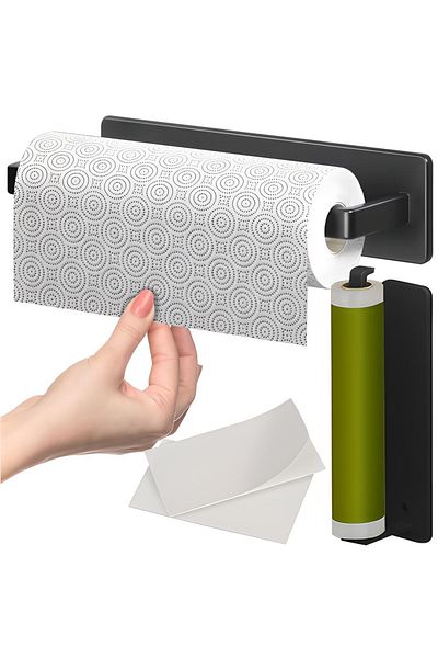 Ruhhy Stainless steel kitchen paper towel holder for wall, towels, 26 cm, with adhesive