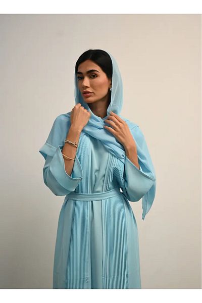 Jameela Sky Blue Front Open Abaya