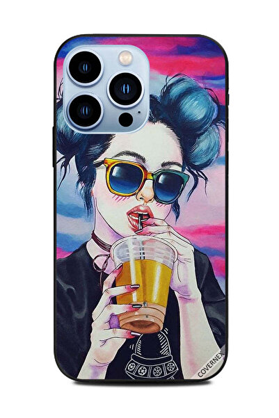 Covernex غطاء حماية لهاتف Apple iPhone 13 Pro، فتاة أنيقة لطيفة تشرب