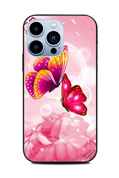 Covernex غطاء حماية لهاتف أبل آيفون 13 برو - فراشات متعددة الألوان فوق زهور و...