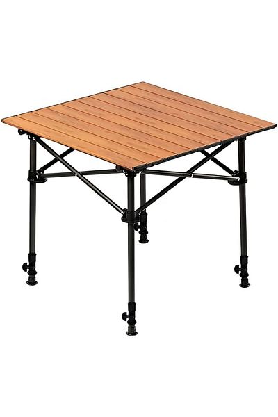 Taimi Portable Lightweight Camping Table, Aluminum Folding Table Brown Color- Size 53 * 51cm