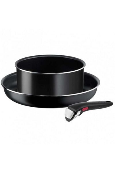 TEFAL Set vase Tefal Ingenio Easy Cook & Clean, 3 piese, 20-28 cm, aluminiu, negru