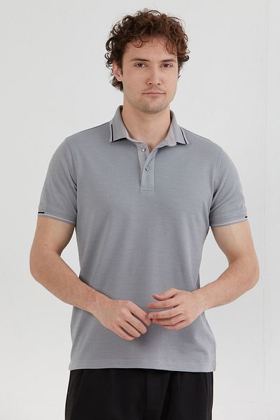 Fulla Moda Βασικό μπλουζάκι με μισό κουμπί Polo Neck Slim Fit
