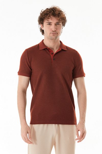 Fulla Moda Waffle Fabric Slim Fit Polo Neck T-Shirt
