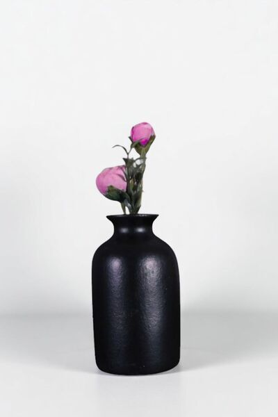 Evene Vazo Küçük Vazo Masa Üstü Vazo Ev Dekorasyon Vazo Siyah Renk Model 67