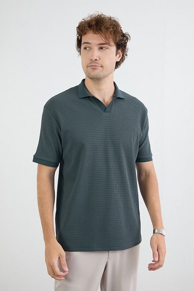Fulla Moda Tricou de bază din jacquard cu gât polo