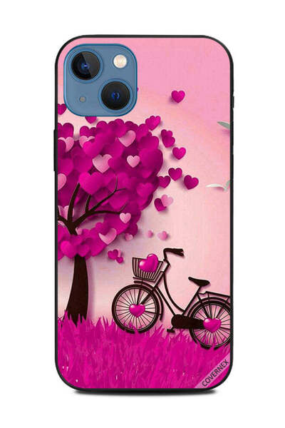 Covernex غطاء حماية لهاتف Apple iPhone 13 - قلوب وردية، شجرة ودورة