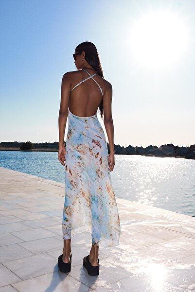 Bershka Printed midi dress