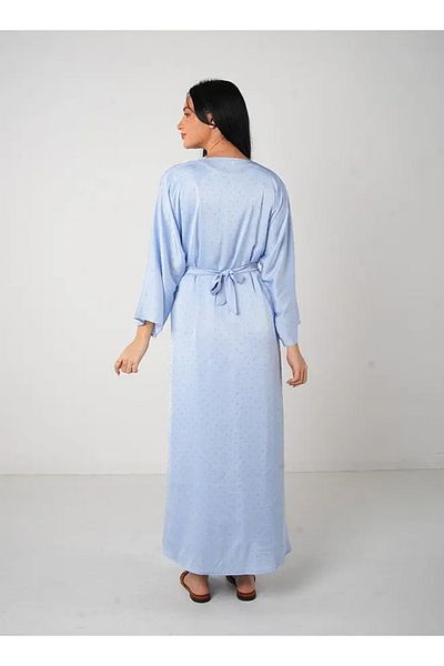 Jameela Light Blue Bling Open Abaya 3 pieces Set