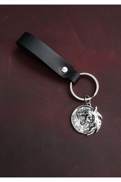 BSN Store Wolf Dragon Figure Genuine Leather Keychain Gift Keychain