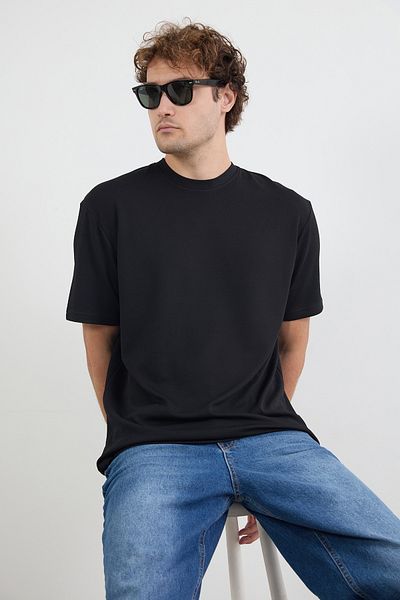 Fulla Moda Βασικό μπλουζάκι Jacquard Crew Neck