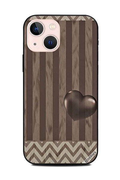 Covernex غطاء حماية لهاتف Apple iPhone 13 Mini بنمط قلب وخطوط بني