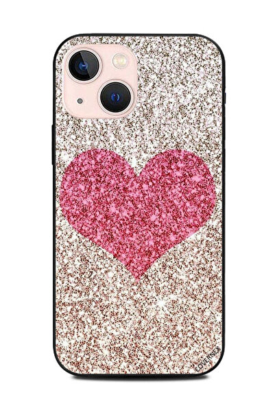 Covernex غطاء حماية لهاتف أبل آيفون 13 ميني، قلب وردي لامع في المنتصف