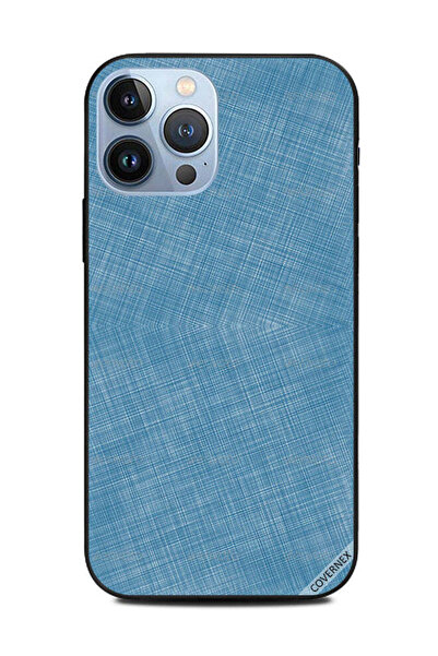 Covernex غطاء حماية جلدي لهاتف أبل آيفون 13 برو ماكس أزرق مطبوع